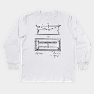 Billiard Table Vintage Patent Drawing Kids Long Sleeve T-Shirt